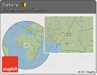 Savanna Style Location Map of Dabéré, hill shading