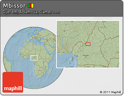 Savanna Style Location Map of Mbissor, hill shading