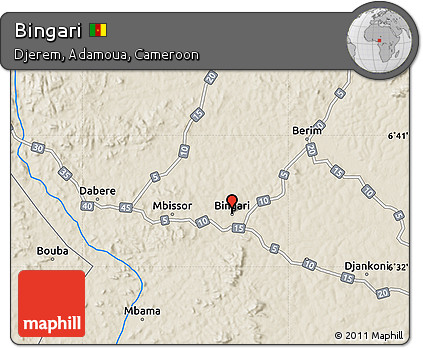 Shaded Relief Map of Bingari