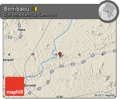 Shaded Relief Map of Bonibaou
