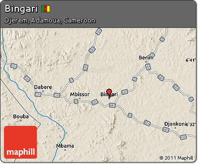 Shaded Relief Map of Bingari