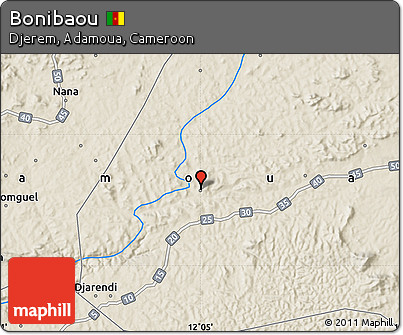 Shaded Relief Map of Bonibaou