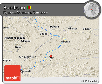Shaded Relief Panoramic Map of Bonibaou