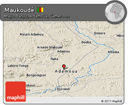 Shaded Relief Panoramic Map of Maukoudé