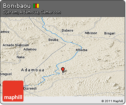 Shaded Relief Panoramic Map of Bonibaou