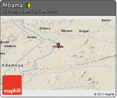 Shaded Relief Panoramic Map of Mbama