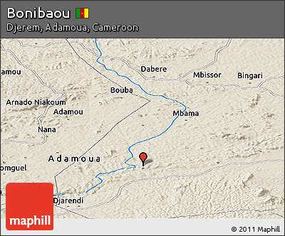 Shaded Relief Panoramic Map of Bonibaou