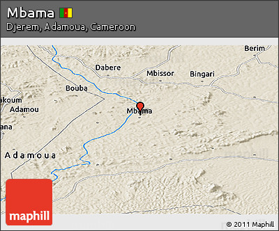 Shaded Relief Panoramic Map of Mbama