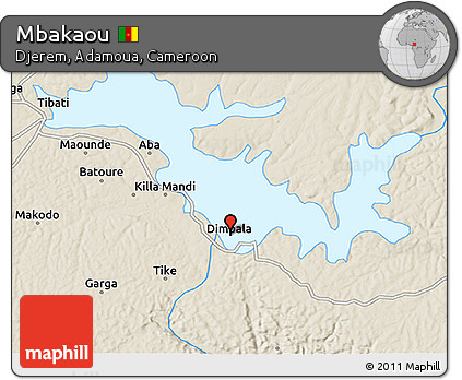 Shaded Relief 3D Map of Mbakaou