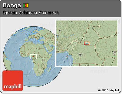 Savanna Style Location Map of Bonga, hill shading