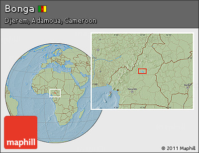 Savanna Style Location Map of Bonga, hill shading