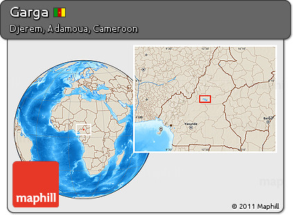Shaded Relief Location Map of Garga