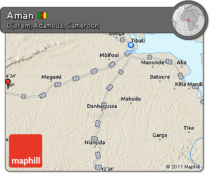Shaded Relief Map of Aman