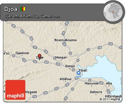 Shaded Relief Map of Djoa
