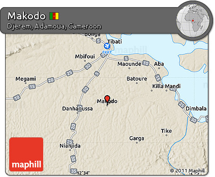 Shaded Relief Map of Makodo