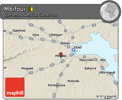 Shaded Relief Map of Mbifoui