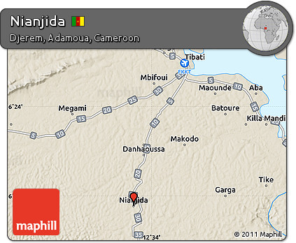 Shaded Relief Map of Nianjida