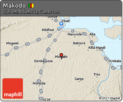 Shaded Relief Map of Makodo