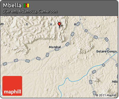 Shaded Relief Map of Mbella