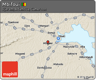 Shaded Relief Map of Mbifoui
