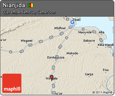 Shaded Relief Map of Nianjida