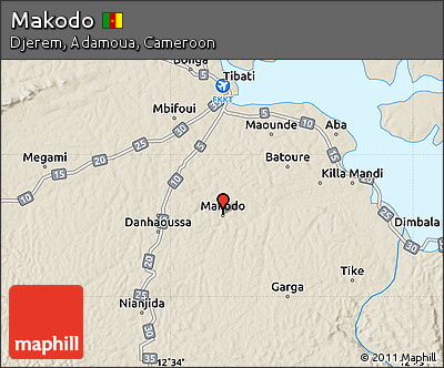 Shaded Relief Map of Makodo