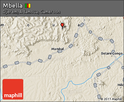 Shaded Relief Map of Mbella
