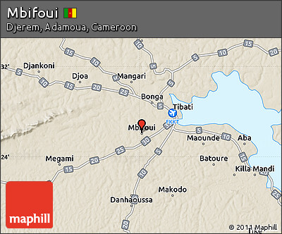 Shaded Relief Map of Mbifoui
