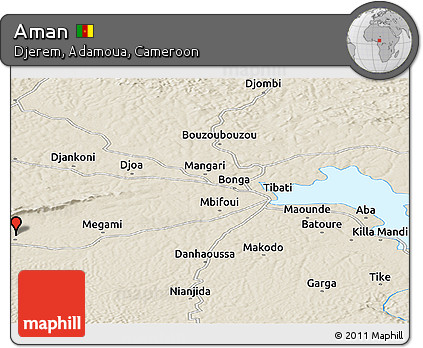 Shaded Relief Panoramic Map of Aman