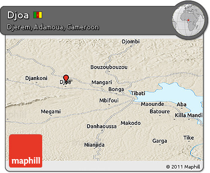 Shaded Relief Panoramic Map of Djoa