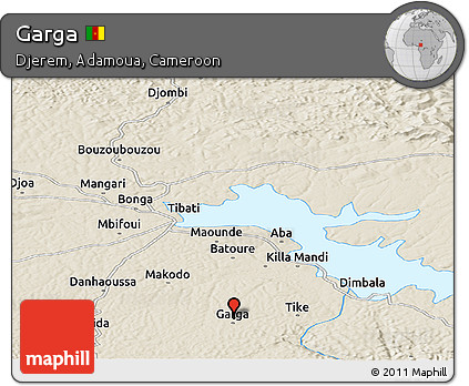 Shaded Relief Panoramic Map of Garga