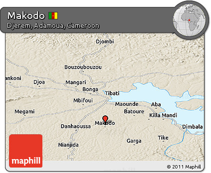 Shaded Relief Panoramic Map of Makodo