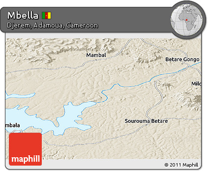 Shaded Relief Panoramic Map of Mbella