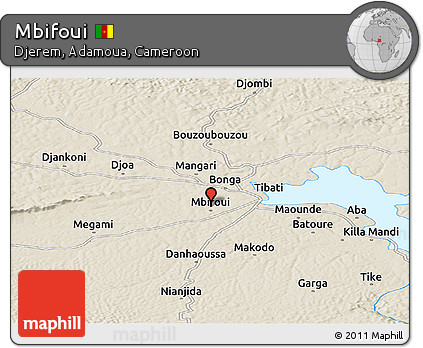 Shaded Relief Panoramic Map of Mbifoui