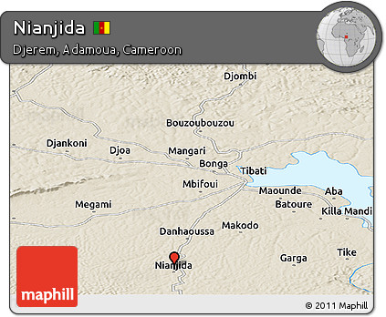 Shaded Relief Panoramic Map of Nianjida