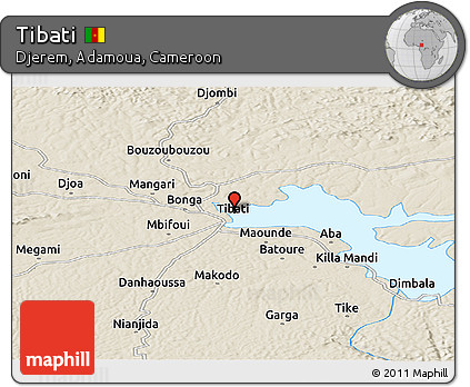 Shaded Relief Panoramic Map of Tibati