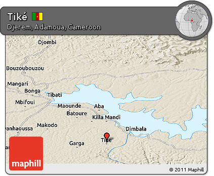 Shaded Relief Panoramic Map of Tiké