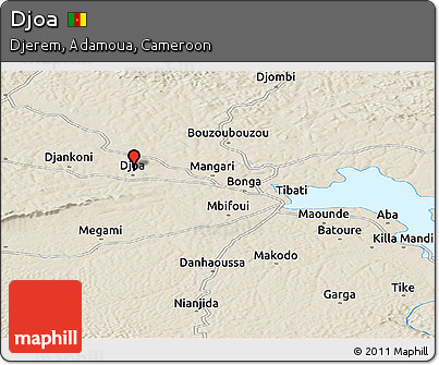 Shaded Relief Panoramic Map of Djoa