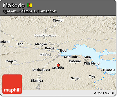 Shaded Relief Panoramic Map of Makodo