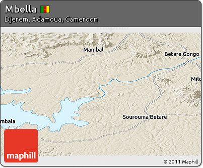 Shaded Relief Panoramic Map of Mbella