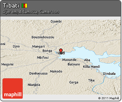 Shaded Relief Panoramic Map of Tibati