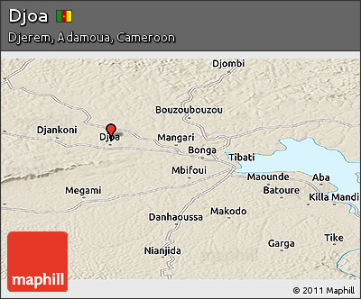 Shaded Relief Panoramic Map of Djoa