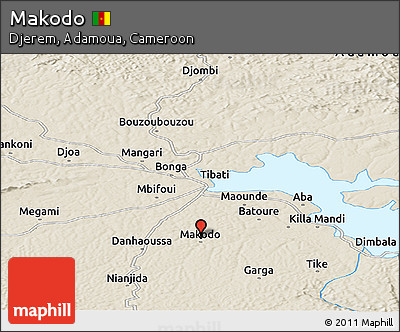Shaded Relief Panoramic Map of Makodo