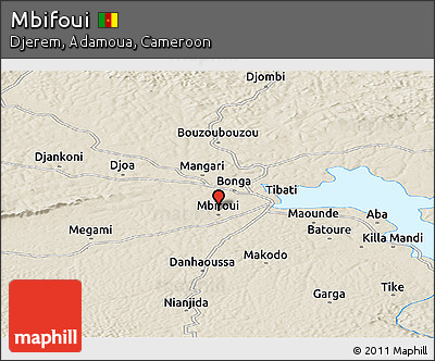Shaded Relief Panoramic Map of Mbifoui
