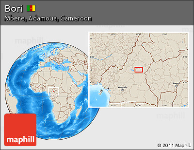 Shaded Relief Location Map of Bori