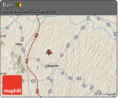 Shaded Relief Map of Bori