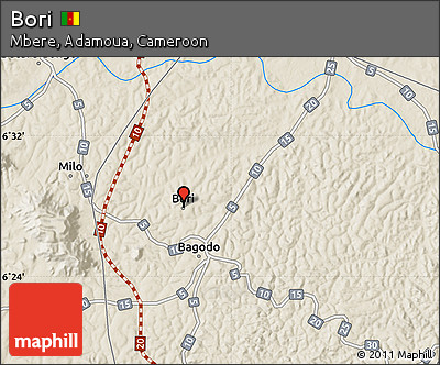 Shaded Relief Map of Bori