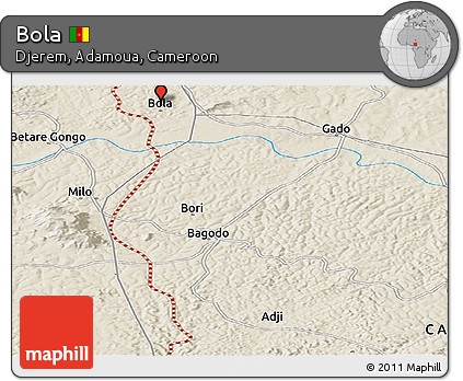 Shaded Relief Panoramic Map of Bola