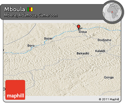 Shaded Relief Panoramic Map of Mboula