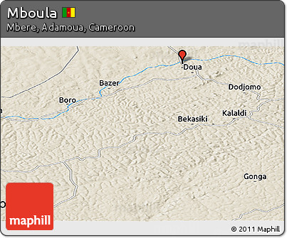 Shaded Relief Panoramic Map of Mboula